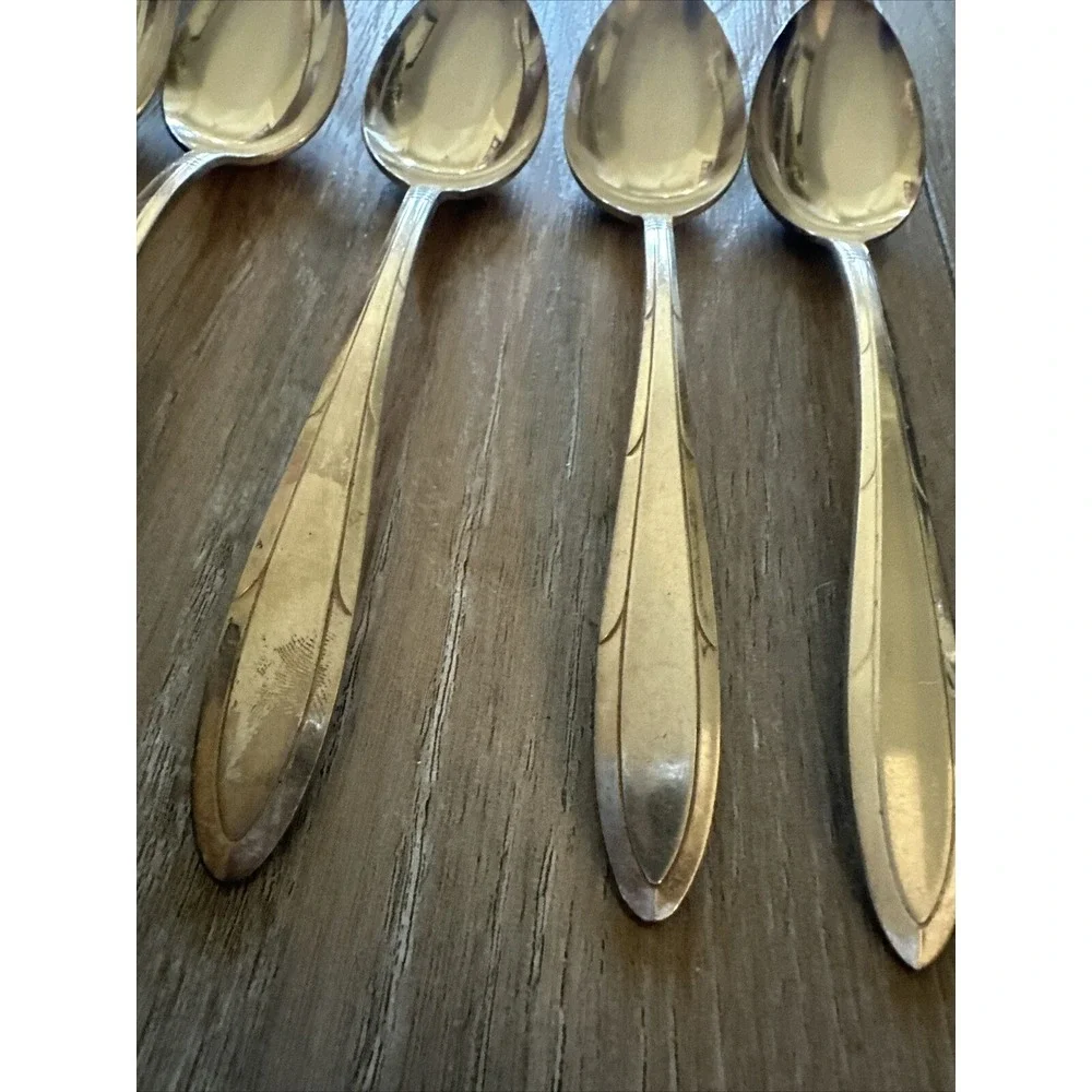 Set of 5 Vintage Oneida Nobility Plate Silverplate Reverie Oval‎ Place Spoons